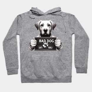 Illustrated Bad Dog Jail Mugshot Hoodie